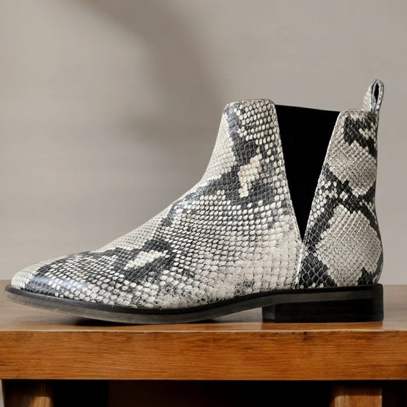 Lucky Brand Ankle Boots Brazilian Leather Snakeskin Pattern 8M Cowgirl Booties - Picture 11 of 11